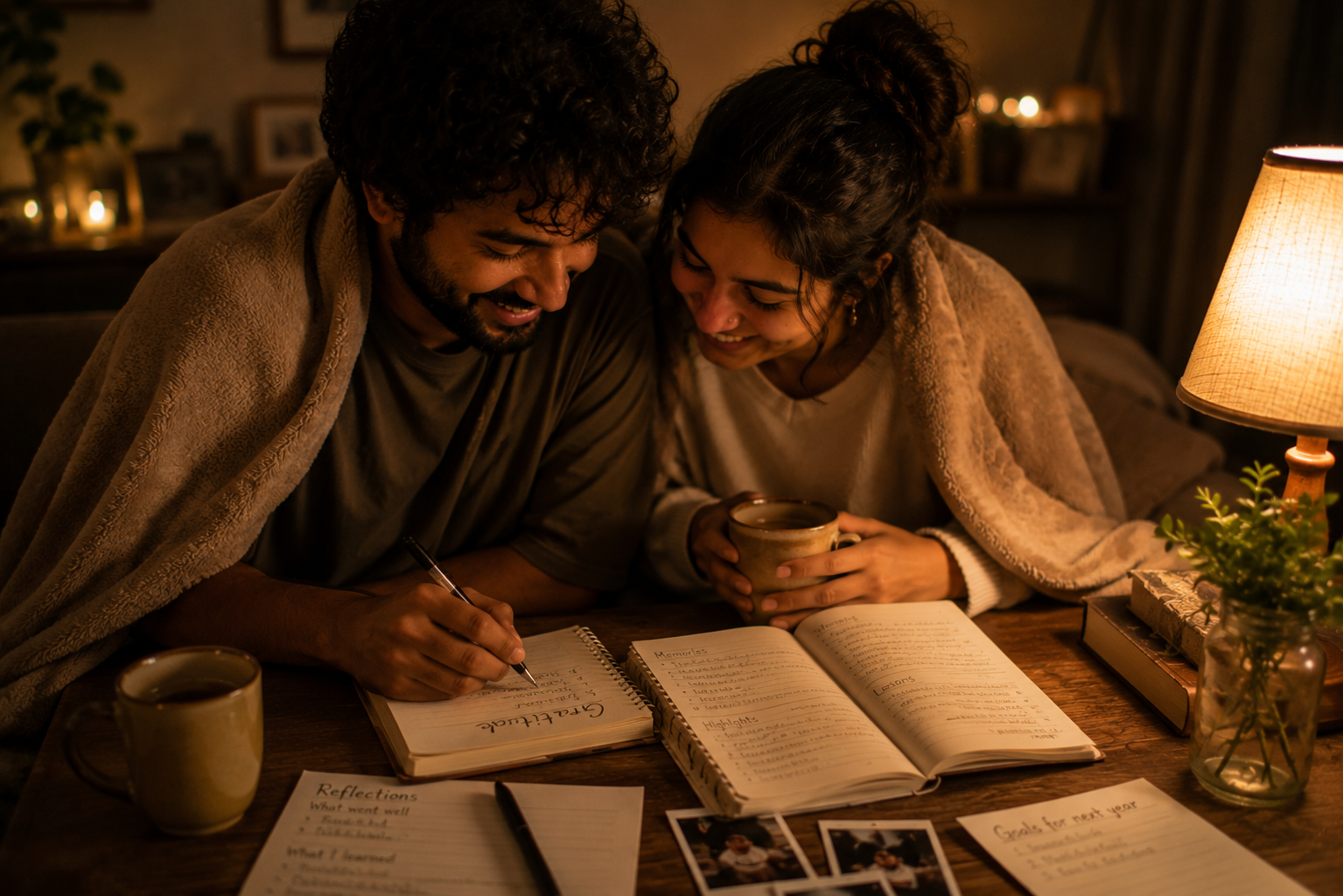 Cosy year-end ritual - end-of-year journal questions for couples