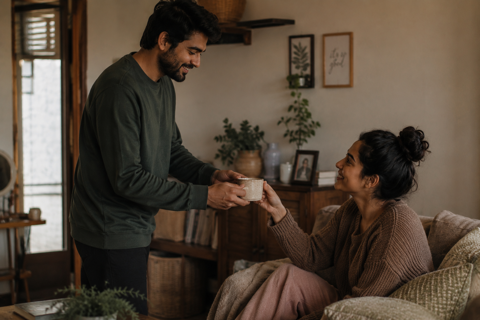 Couple showing little ways to show you care every day in their relationship
