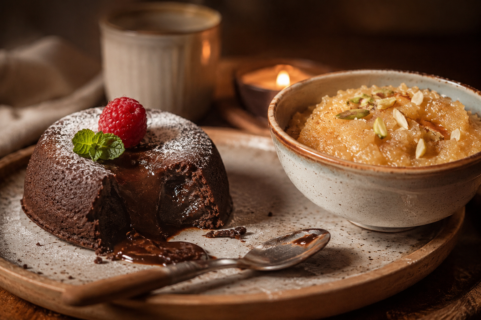 Warm classic easy dessert recipes like lava pudding and Indian sweets